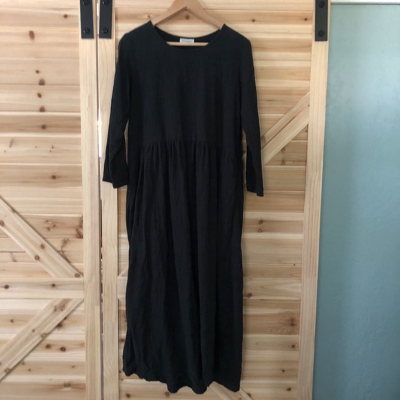 Amanda Moss 100% Linen Harvest Dress S Soft Black - Picture 2 of 11